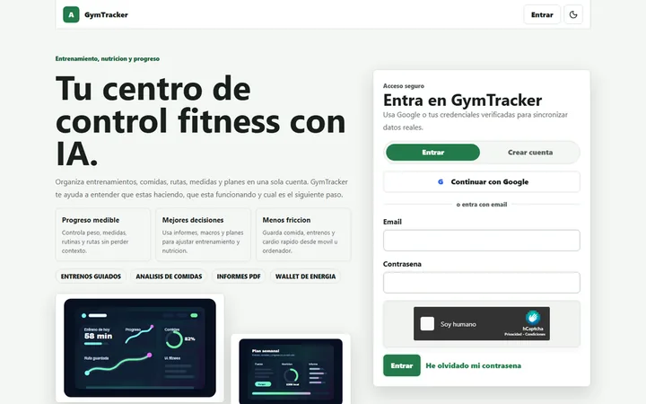 Nueva interfaz de la aplicación GymTracker